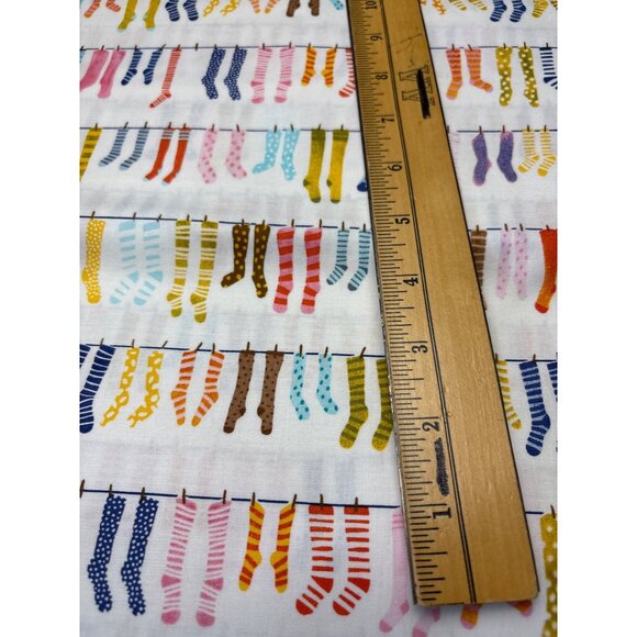 Windham Fabrics 1/2 yard Organic Cotton Fabric with Colorful Socks Pattern - Picture 2 of 8